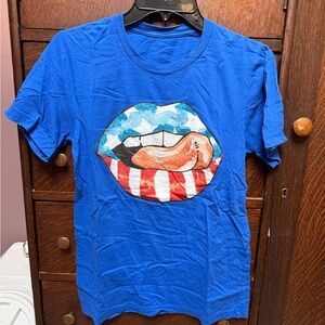 Royal Blue Graphic Lip Tee